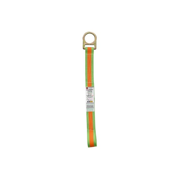 Super Anchor Safety 48"x2" HI-VIZ Green Tie-Off strap w/Slotted D-ring +Loop end. Single pc, retail pack 6048-GR48 - main